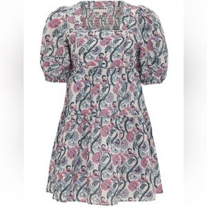 Anna‎ Cate Harper Square Neck Puff Sleeve Dress Pink Blue Floral Size Small